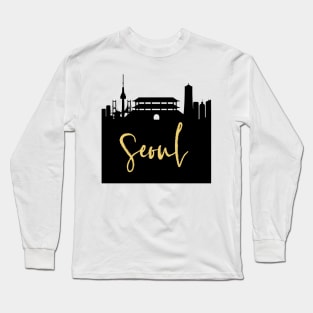 SEOUL SOUTH KOREA DESIGNER SILHOUETTE SKYLINE ART Long Sleeve T-Shirt